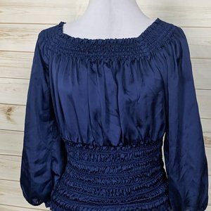 TWENTY-ONE (Forever 21) Satin Smocked Blouse